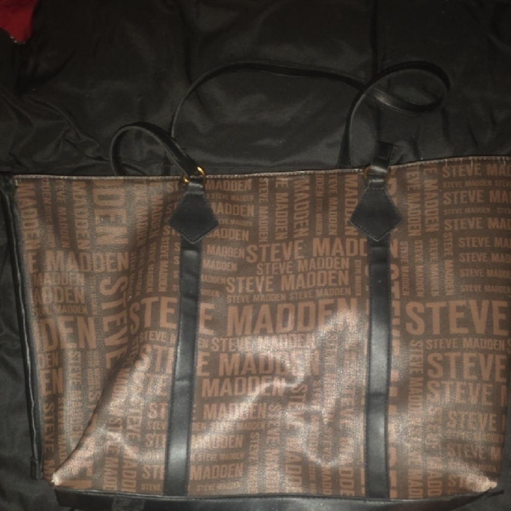 Steve Madden Black and Brown Logo Tote - Picture 4 of 4